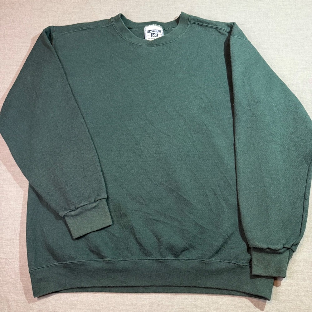 Lee Heavyweight Sweatshirt Mens XL Green Good Vintage Crewneck Solid Blank